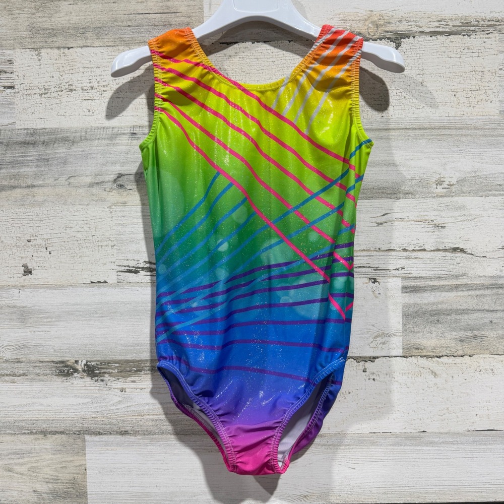 Leotard Girls 12-14 (160) Rainbow Sparkle Dancewear Gymnastics EUC